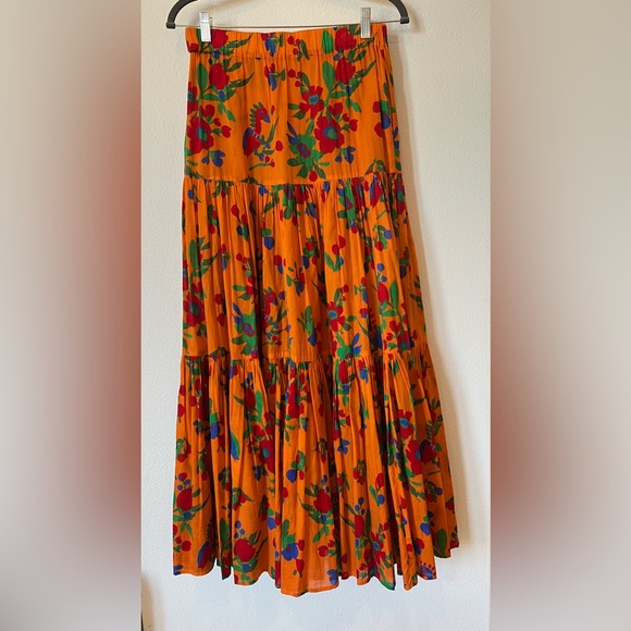 Tory Burch Orange Floral Maxi Skirt S $248 - Picture 2 of 6